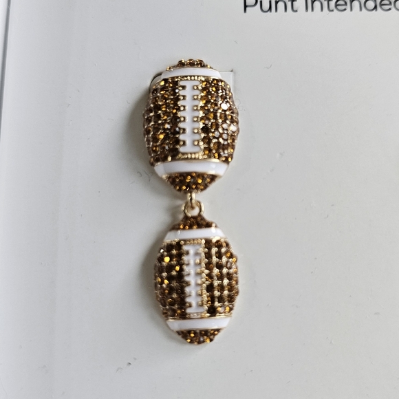 Baublebar football earrings pierced rhinestones dangle sparkle bling NIB - Picture 3 of 7